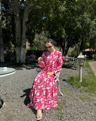 Fuşya Çiçekli elbise