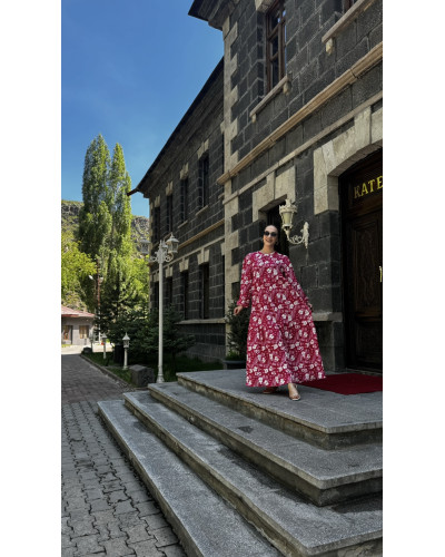 Fuşya Çiçekli elbise