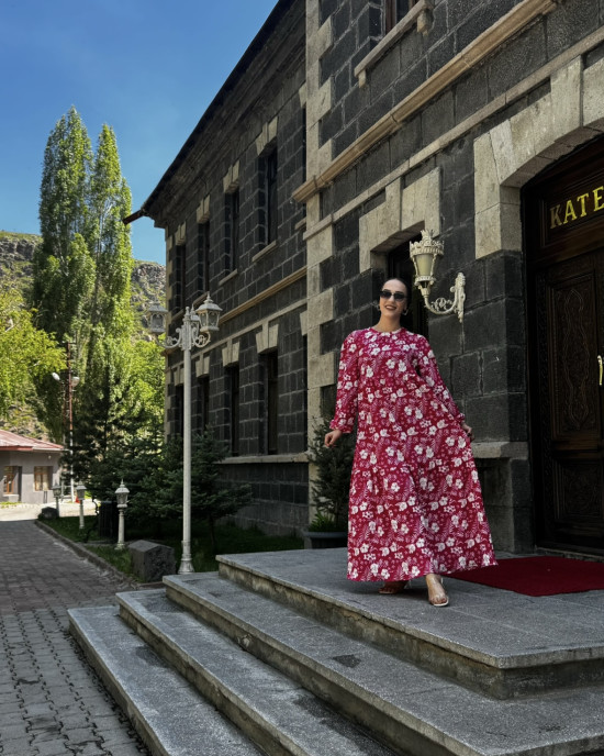 Fuşya Çiçekli elbise