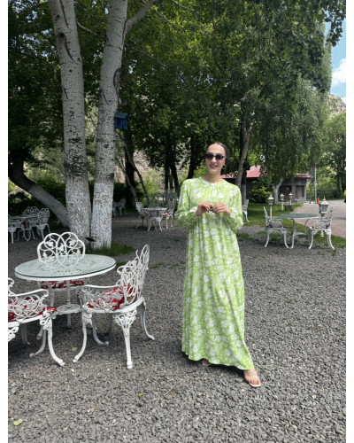 Yeşil Çiçekli Elbise