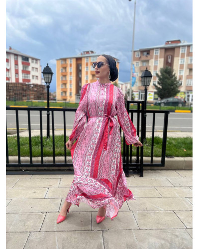 Florance Fuşya İpek Elbise