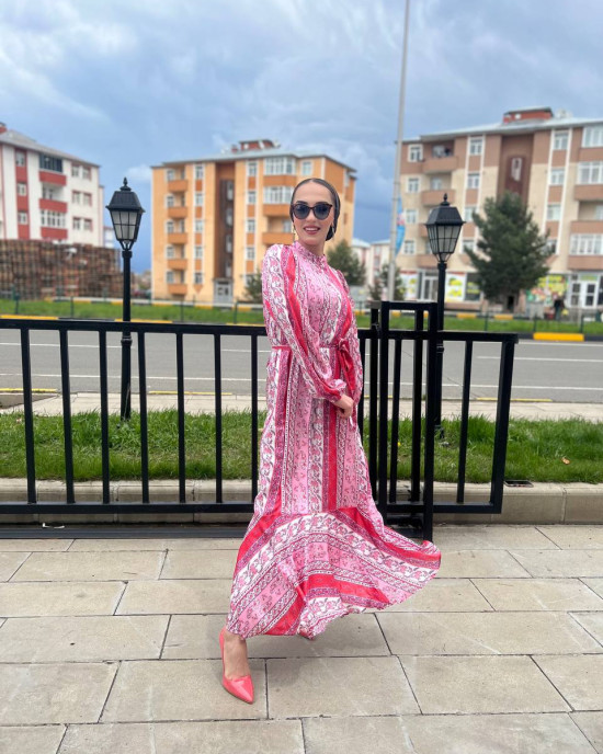 Florance Fuşya İpek Elbise