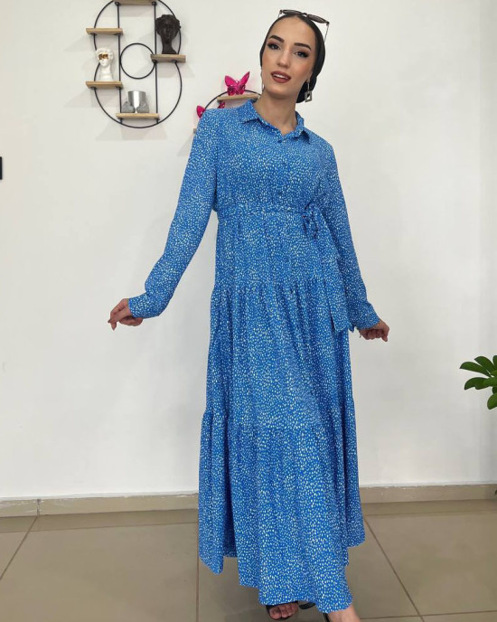 Victoria Mavi Gömlek Elbise