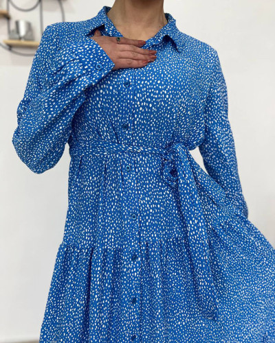 Victoria Mavi Gömlek Elbise