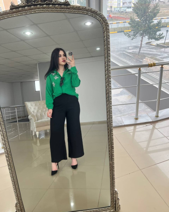 Türkan Yeşil Keten Gömlek