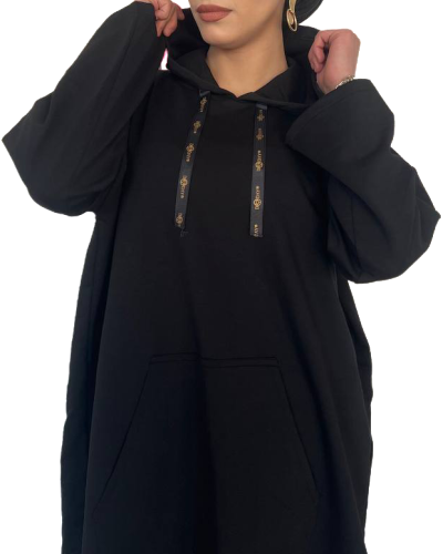 Margaret Kurdeleli Oversize  Siyah Sweatshirt