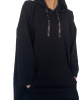 Margaret Kurdeleli Oversize  Siyah Sweatshirt