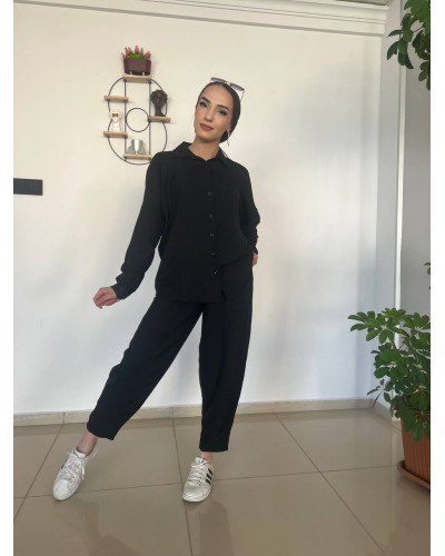 Elanora Siyah Keten Takım