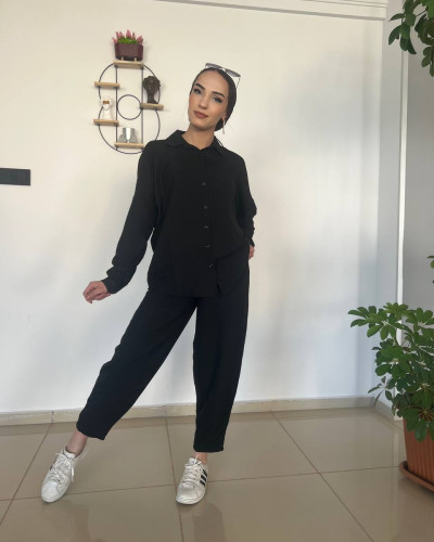 Elanora Siyah Keten Takım